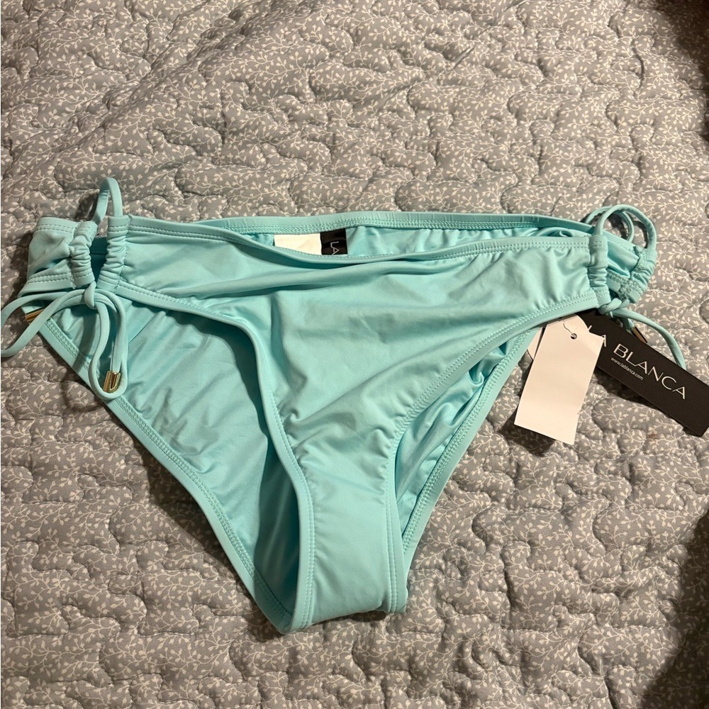 NEW La Blanca Light Blue Side‎ Tie Bikini Bottom 12 Beach Vacation Swim Resort